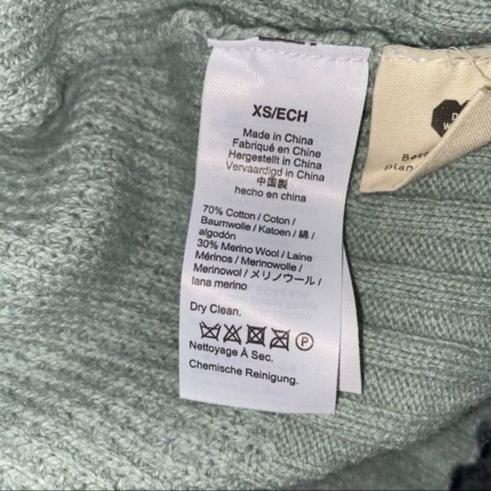 Madewell - Colorblock Eastbrook Turtleneck Cross-Back Sweater | XS: Sage Green - Picture 12 of 15
